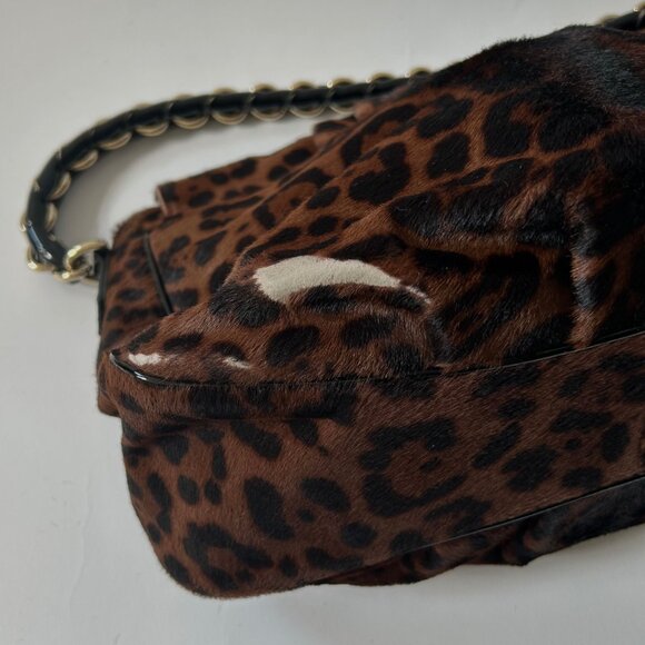 FENDI CHEETAH LEOPARD PONY HAIR MIA FLAP MAMA FOREVER - Picture 8 of 16